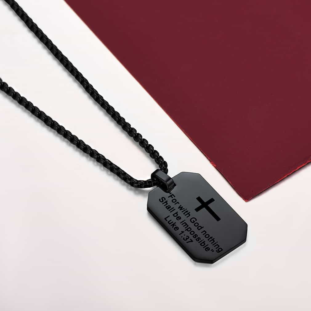 Christian Luke 1:37 Dog Tag Necklace for Men/Women