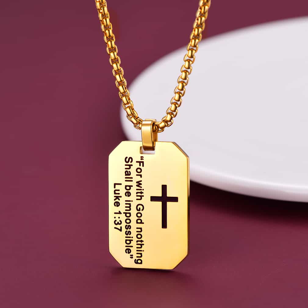 Christian Luke 1:37 Dog Tag Necklace for Men/Women