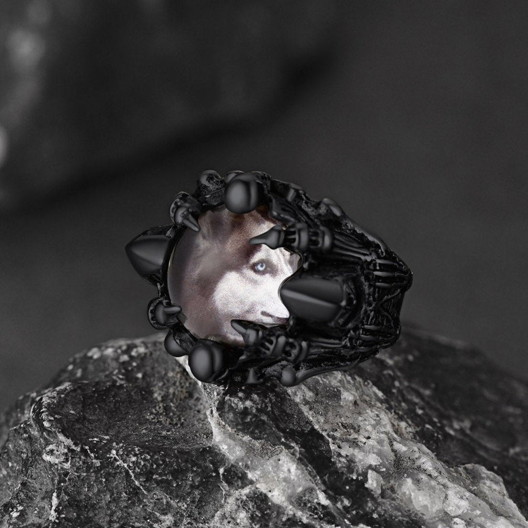 Customized Gothic Photo Dragon Claw Ring with Picture For Men