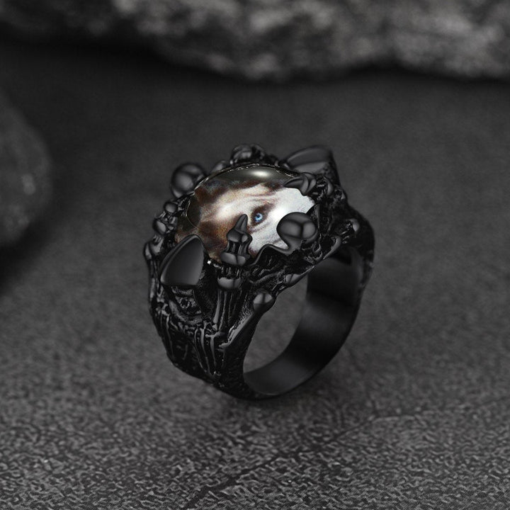 Customized Gothic Photo Dragon Claw Ring with Picture For Men