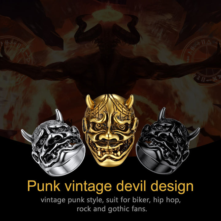 Gothic Hannya Mask Demon Ring for Men