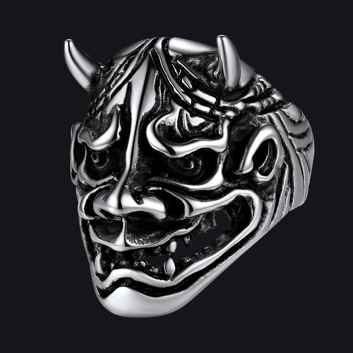 Gothic Hannya Mask Demon Ring for Men
