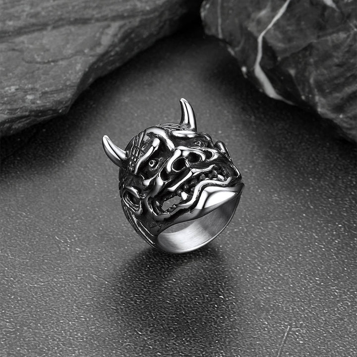 Gothic Hannya Mask Demon Ring for Men