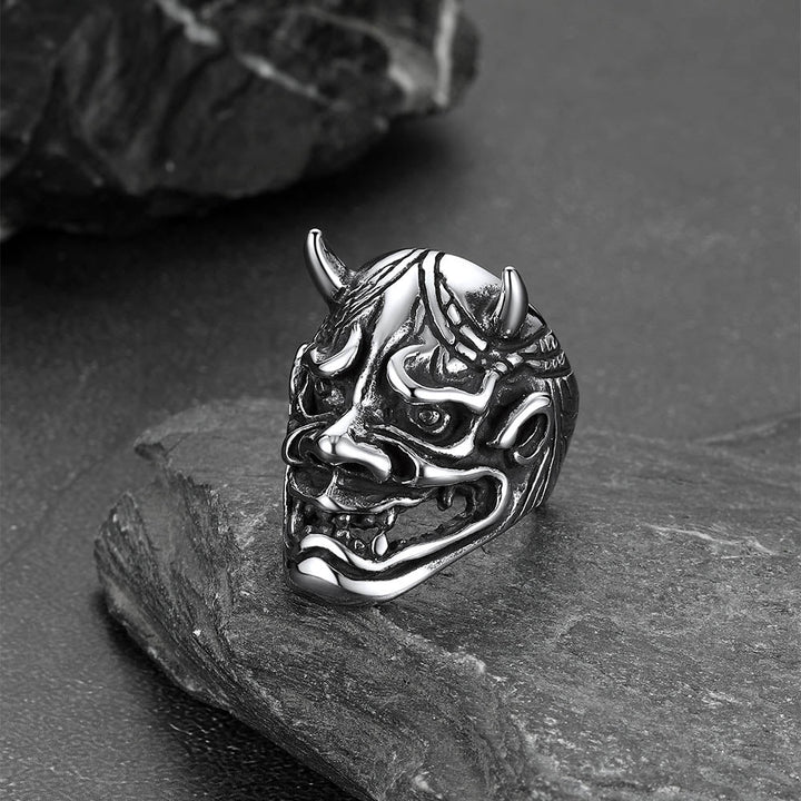 Gothic Hannya Mask Demon Ring for Men