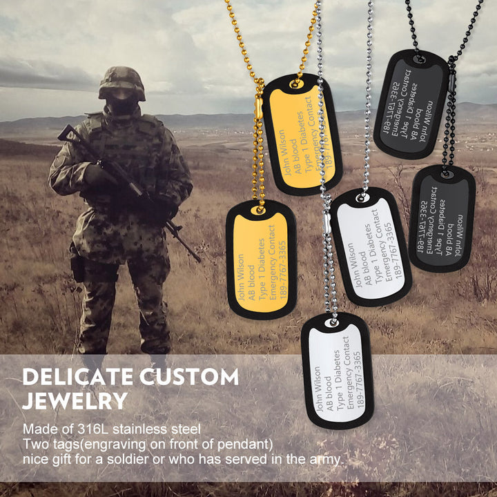 Custom Military Army Double-side Dog Tag Necklace for Men
