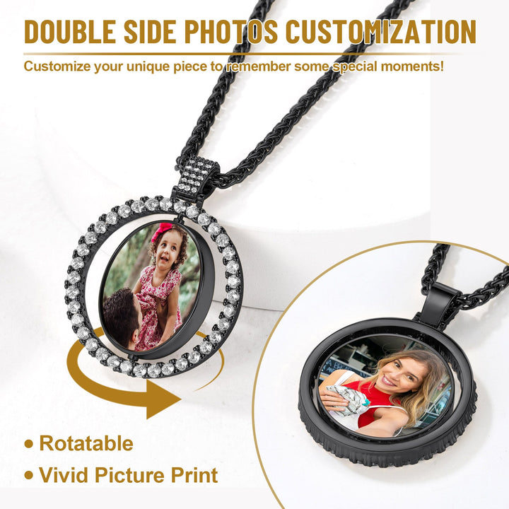 Cuban Chain & CZ Custom Picture Necklace Set for Men
