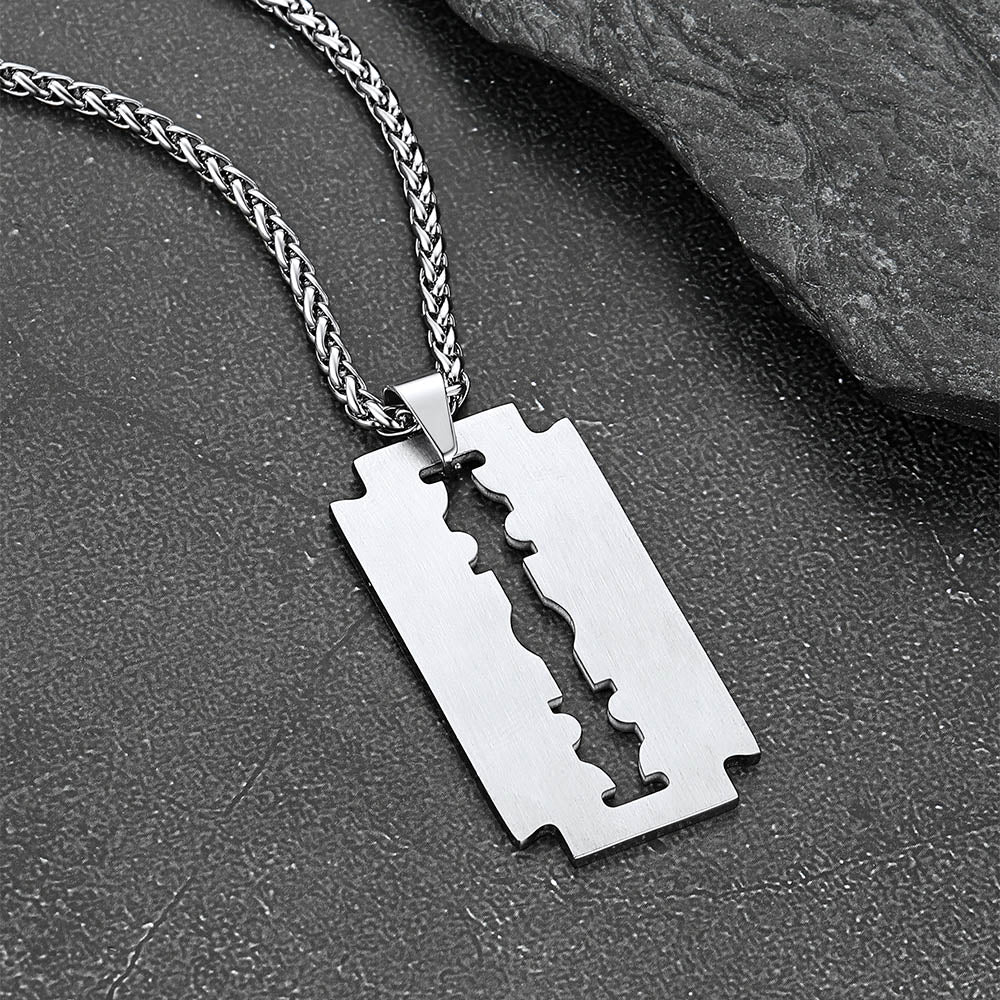 Eboy Razor Blade Dog Tag Pendant Necklace for Men