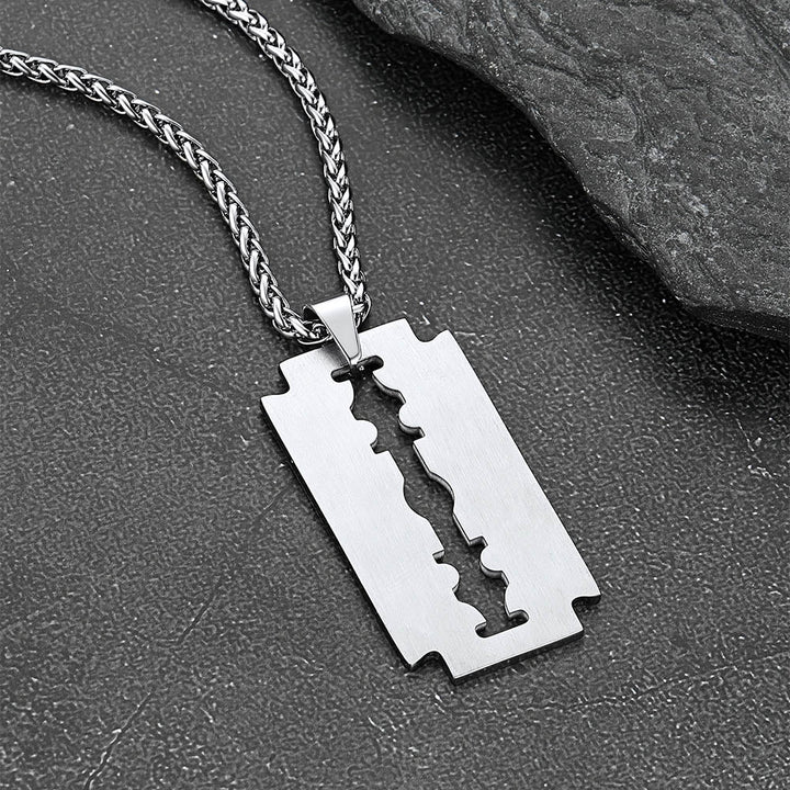 Eboy Razor Blade Dog Tag Pendant Necklace for Men