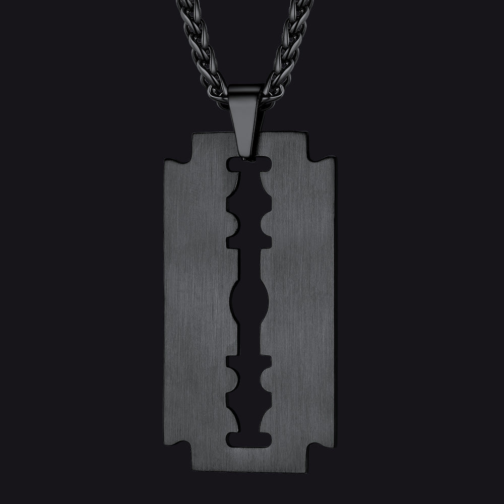 Eboy Razor Blade Dog Tag Pendant Necklace for Men