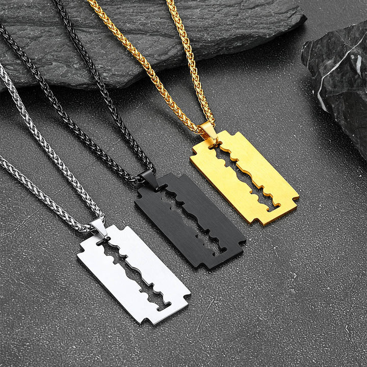 Eboy Razor Blade Dog Tag Pendant Necklace for Men