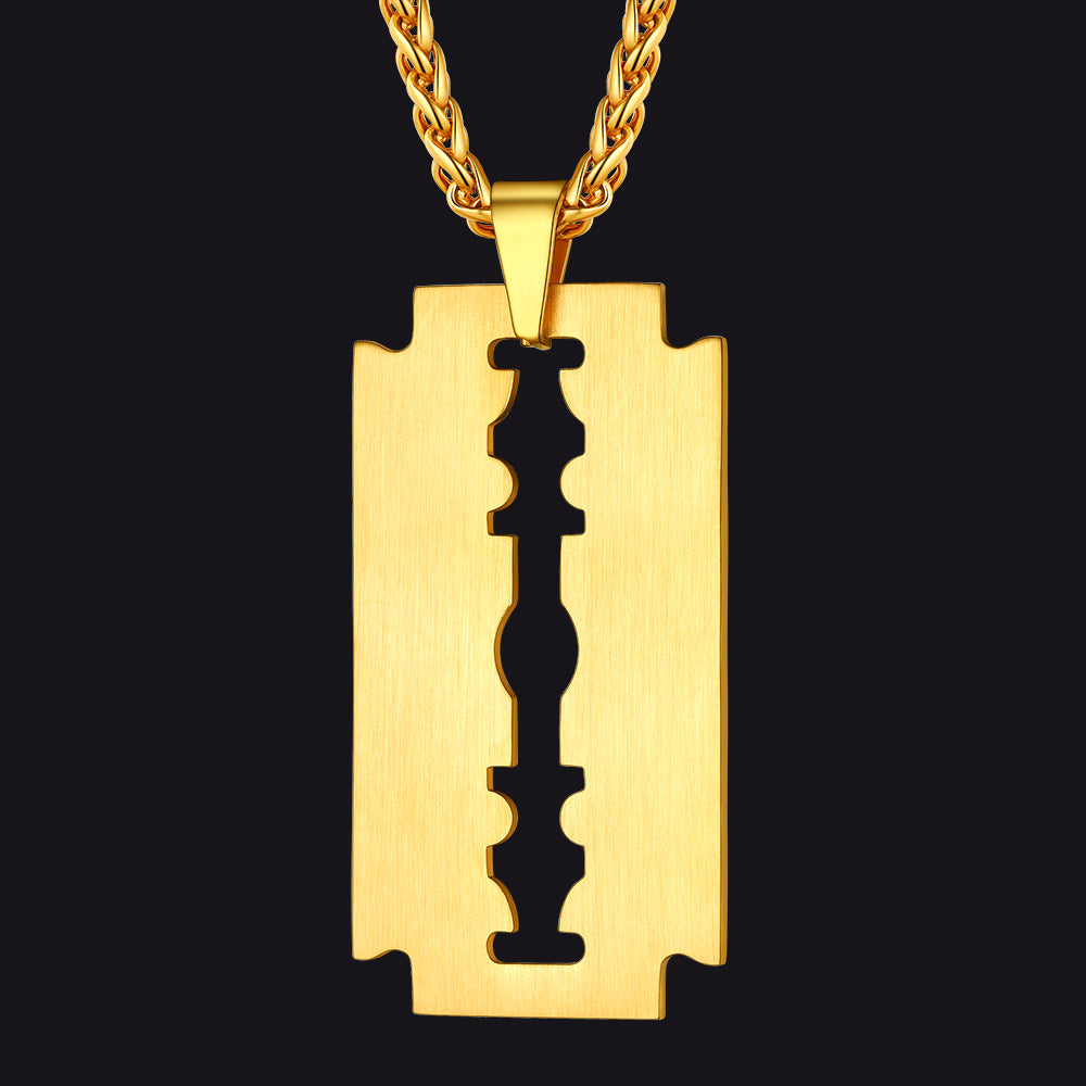 Eboy Razor Blade Dog Tag Pendant Necklace for Men