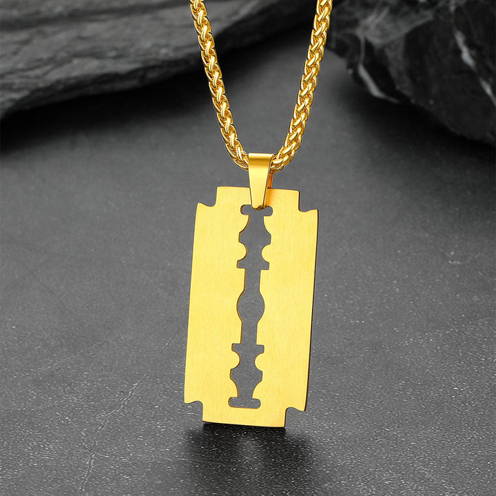 Eboy Razor Blade Dog Tag Pendant Necklace for Men