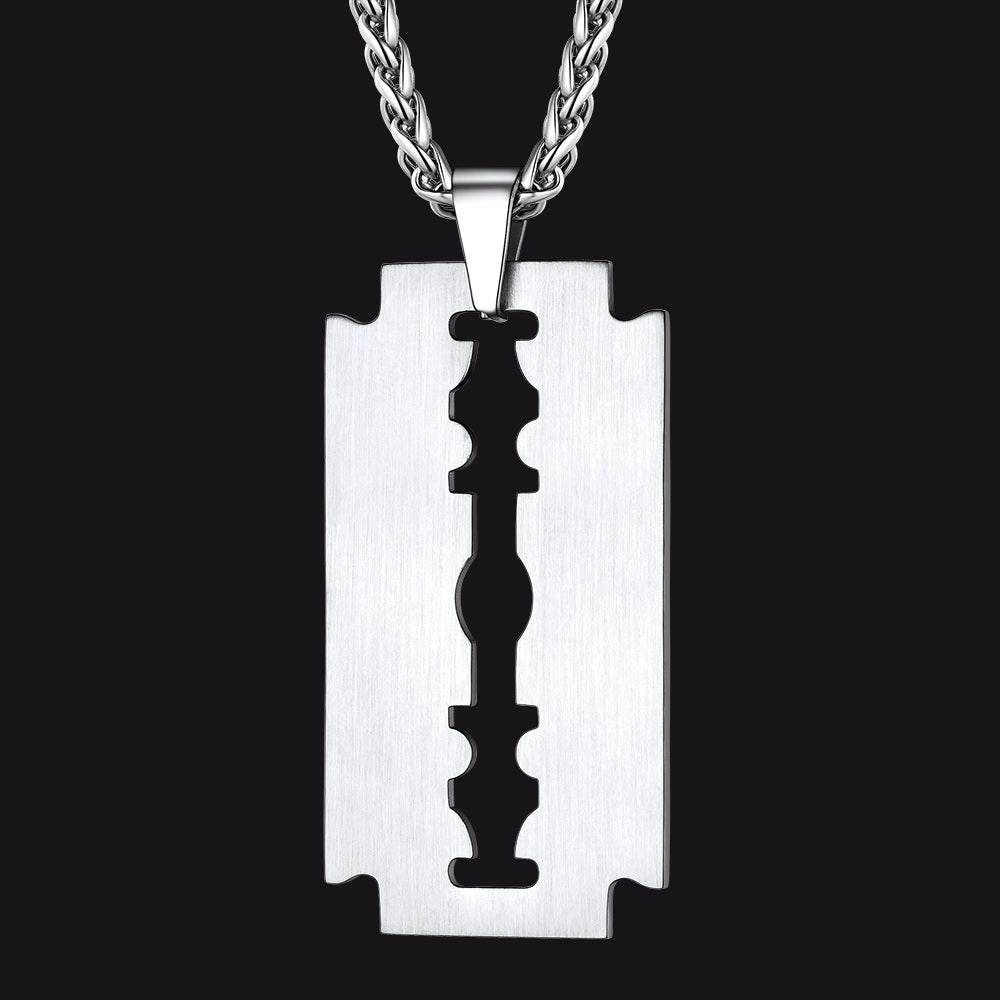 Eboy Razor Blade Dog Tag Pendant Necklace for Men