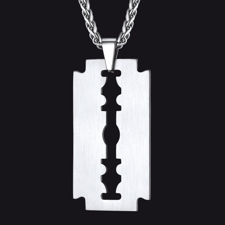 Eboy Razor Blade Dog Tag Pendant Necklace for Men