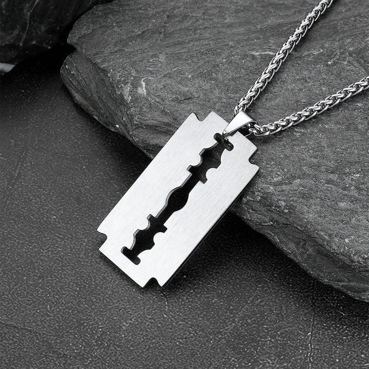Eboy Razor Blade Dog Tag Pendant Necklace for Men