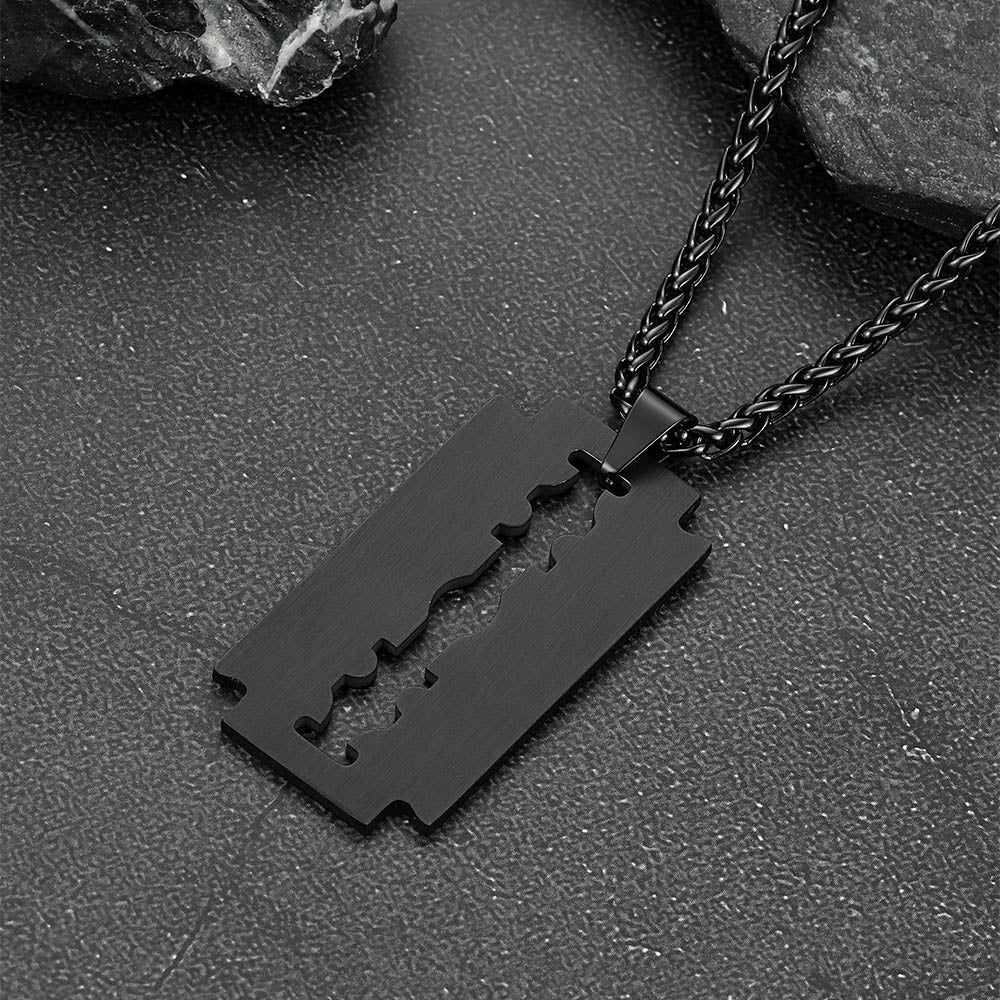 Eboy Razor Blade Dog Tag Pendant Necklace for Men