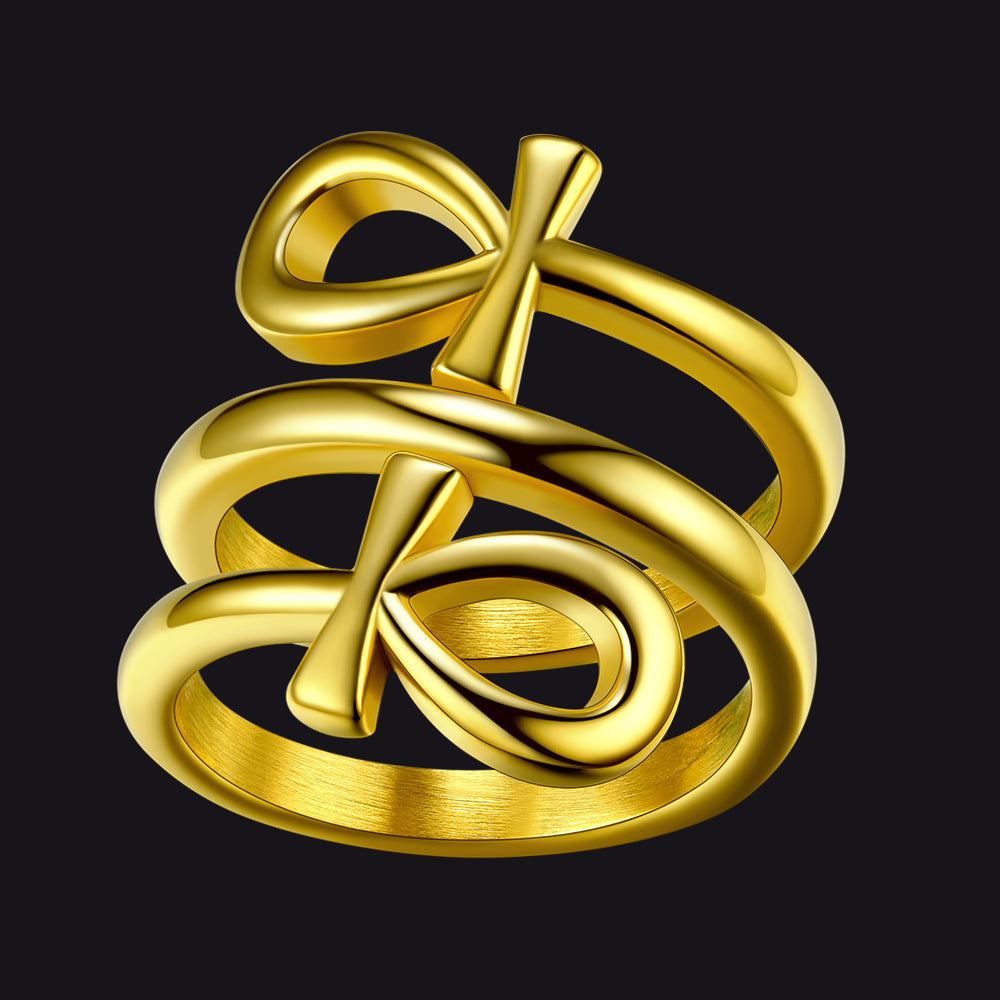 Egyptian Ankh Cross Rings Amulet Jewelry for Men Women