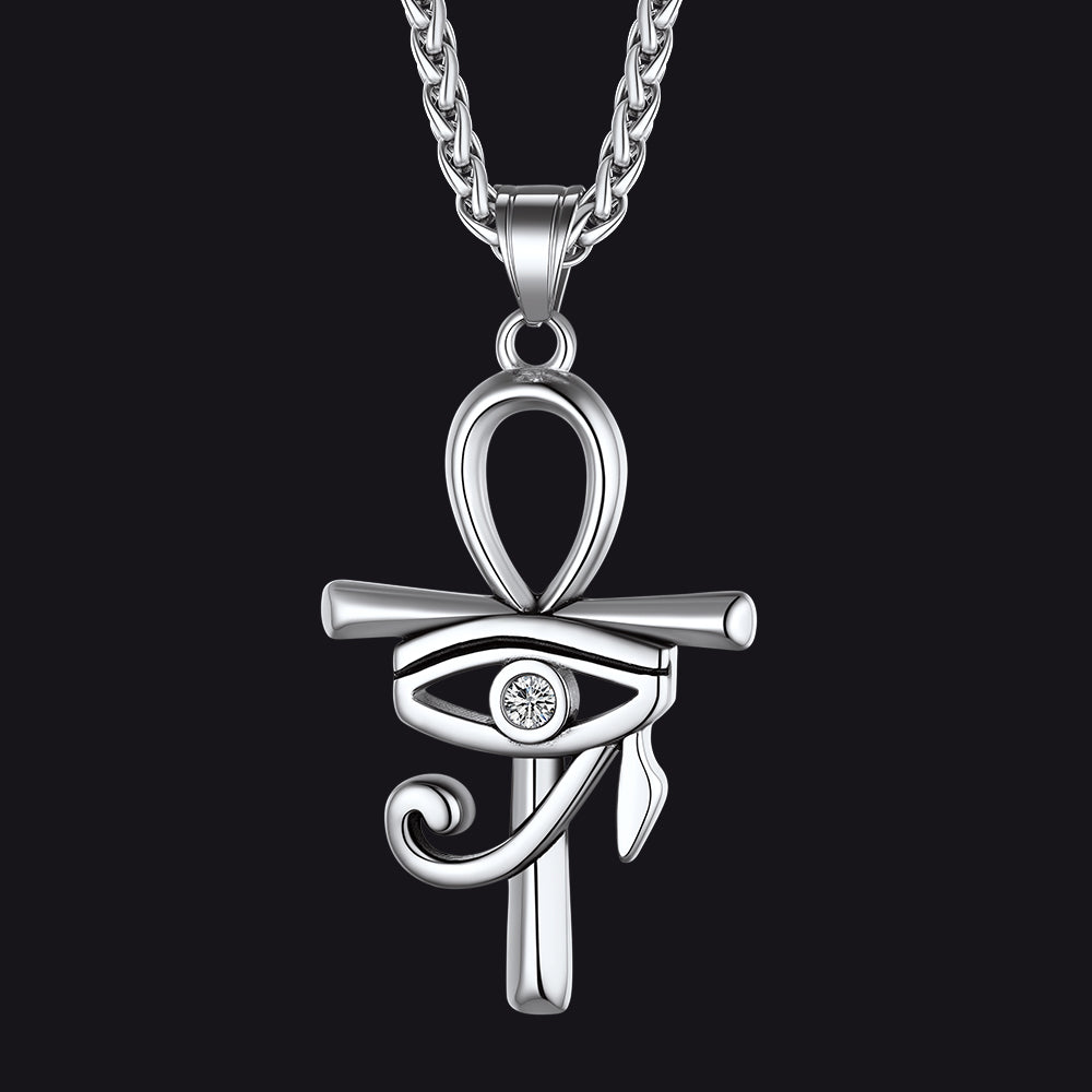 Egyptian Ankh Cross Necklace Pendant with Eye of Horus