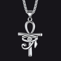 Egyptian Ankh Cross Necklace Pendant with Eye of Horus