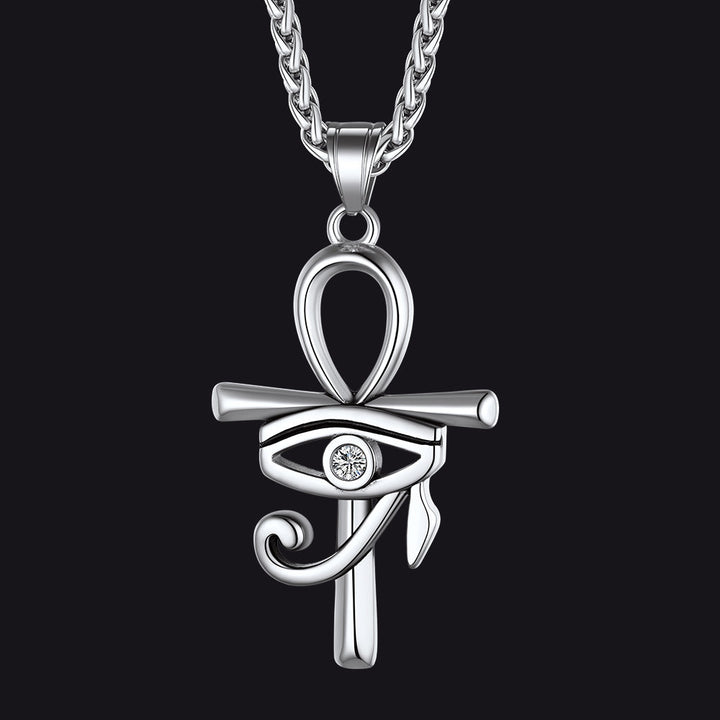 Egyptian Ankh Cross Necklace Pendant with Eye of Horus