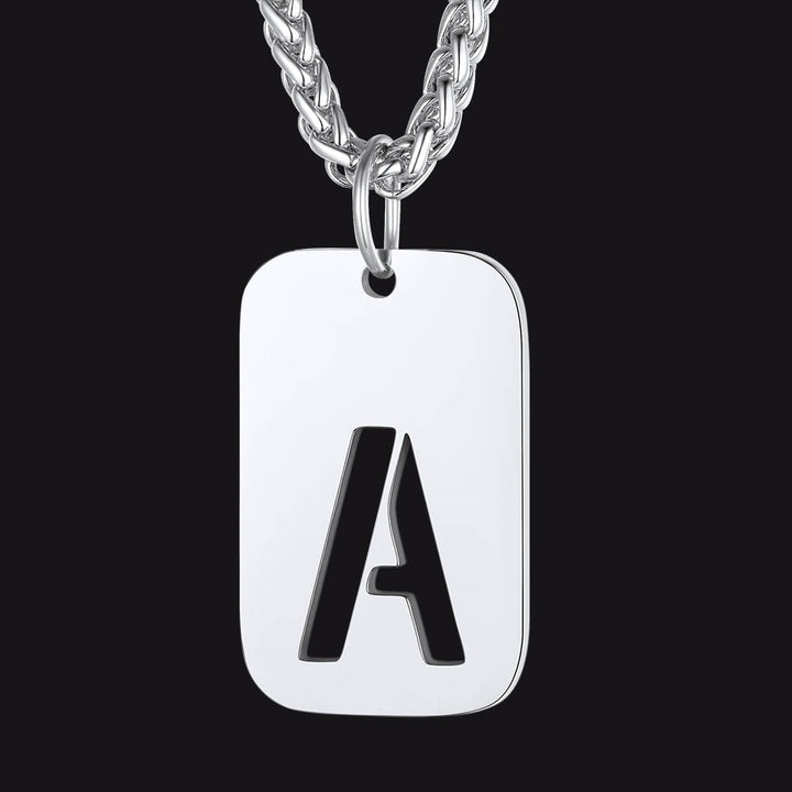Hollow Personalized Initial Dog Tag Necklace for Men and Women