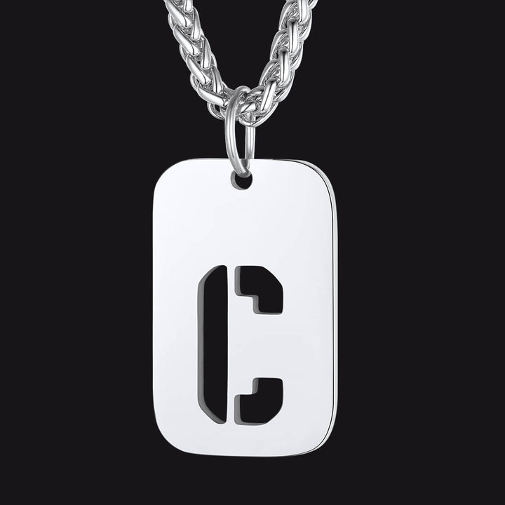 Hollow Personalized Initial Dog Tag Necklace for Men and Women