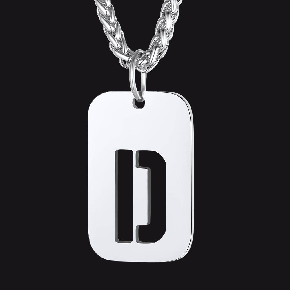 Hollow Personalized Initial Dog Tag Necklace for Men and Women