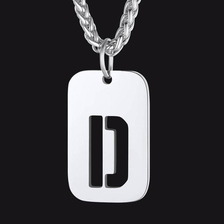 Hollow Personalized Initial Dog Tag Necklace for Men and Women