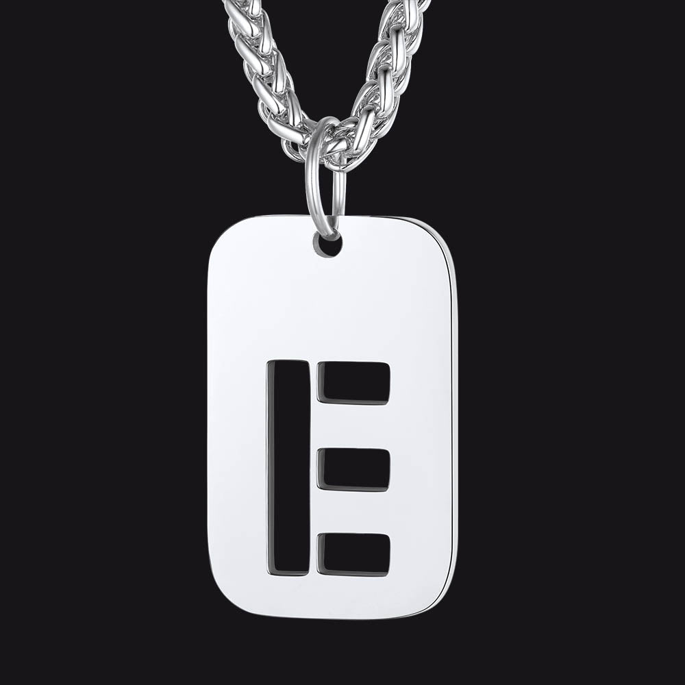 Hollow Personalized Initial Dog Tag Necklace for Men and Women