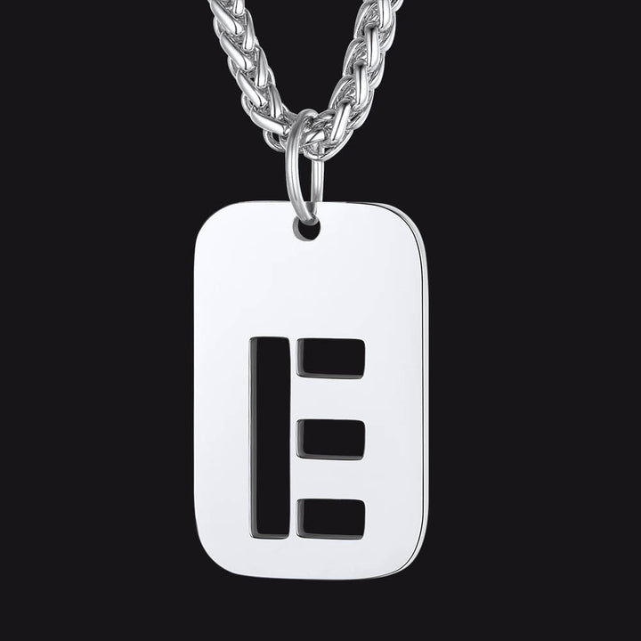 Hollow Personalized Initial Dog Tag Necklace for Men and Women