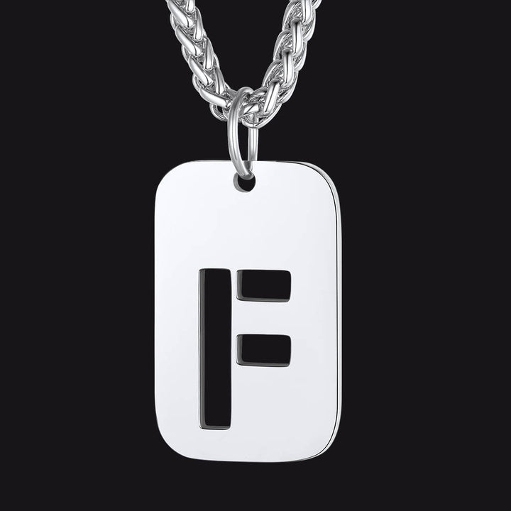 Hollow Personalized Initial Dog Tag Necklace for Men and Women
