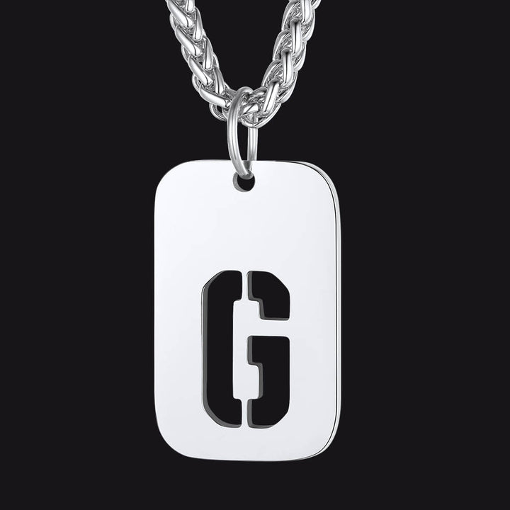 Hollow Personalized Initial Dog Tag Necklace for Men and Women