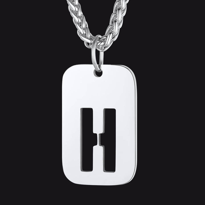 Hollow Personalized Initial Dog Tag Necklace for Men and Women