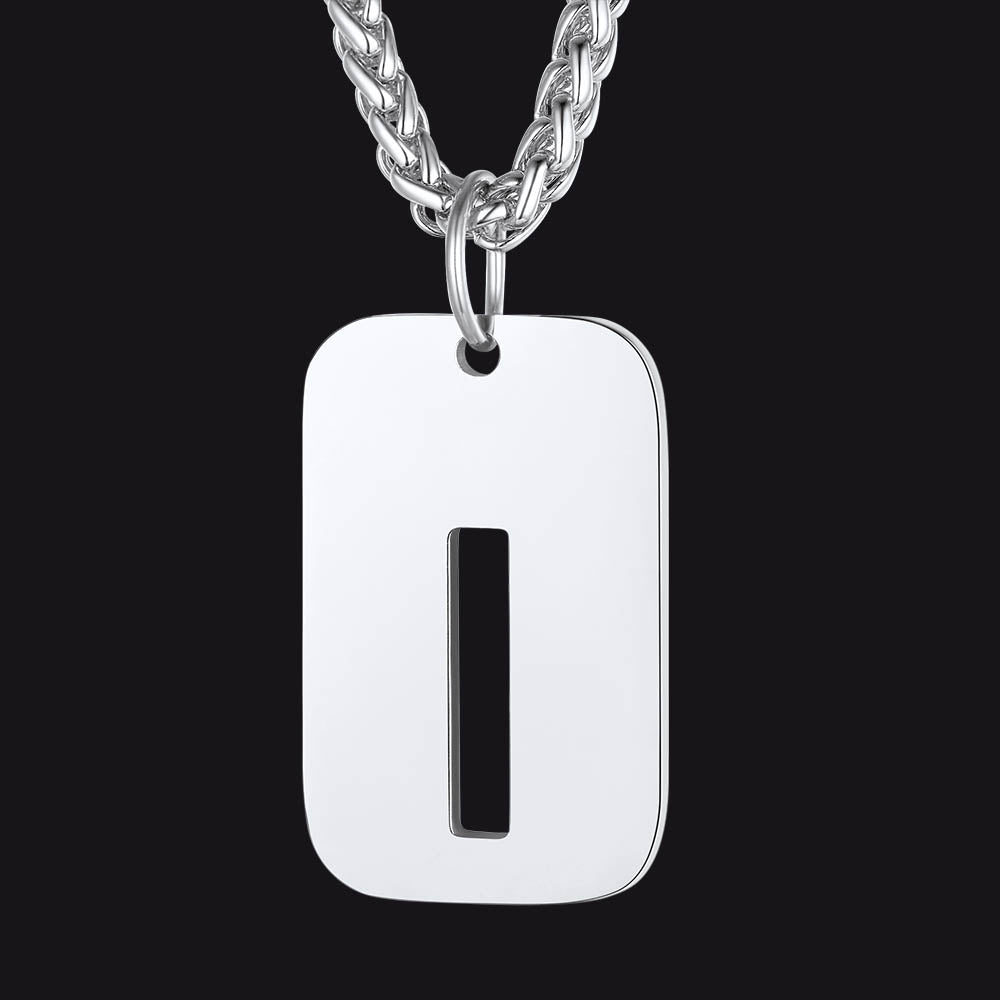 Hollow Personalized Initial Dog Tag Necklace for Men and Women