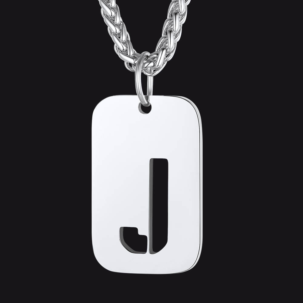 Hollow Personalized Initial Dog Tag Necklace for Men and Women