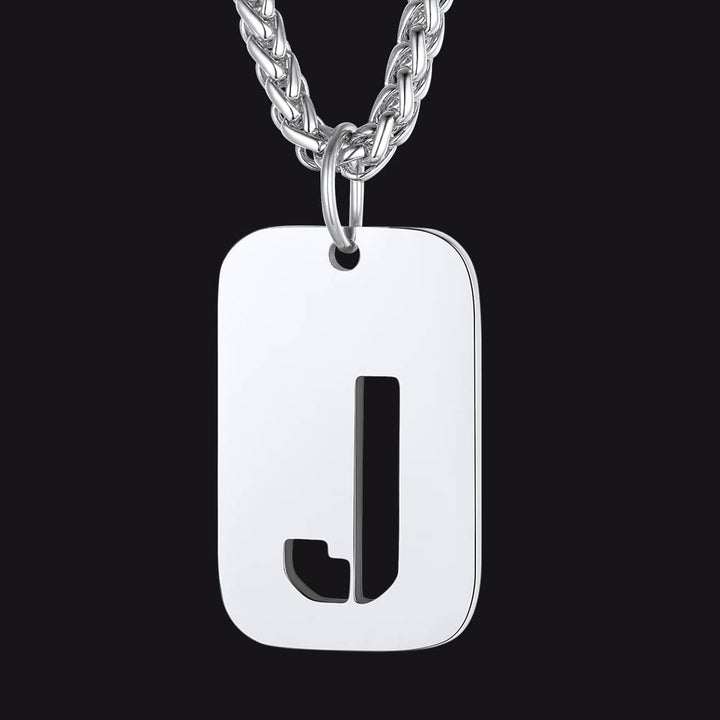 Hollow Personalized Initial Dog Tag Necklace for Men and Women