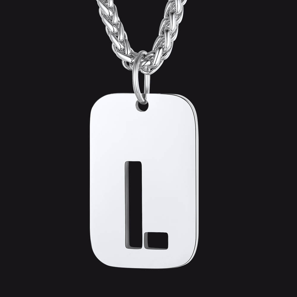 Hollow Personalized Initial Dog Tag Necklace for Men and Women