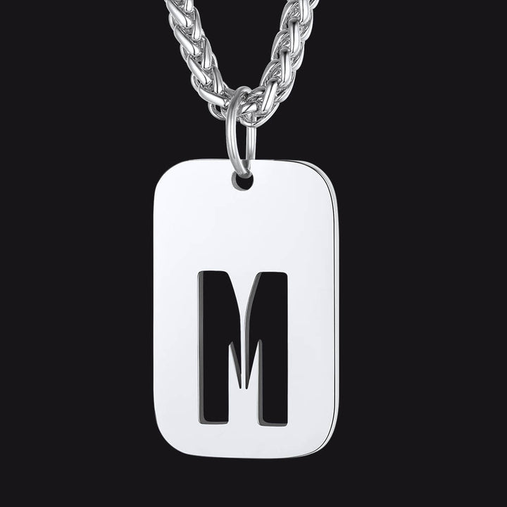 Hollow Personalized Initial Dog Tag Necklace for Men and Women