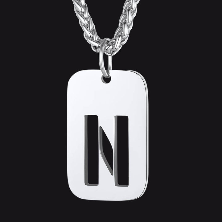 Hollow Personalized Initial Dog Tag Necklace for Men and Women