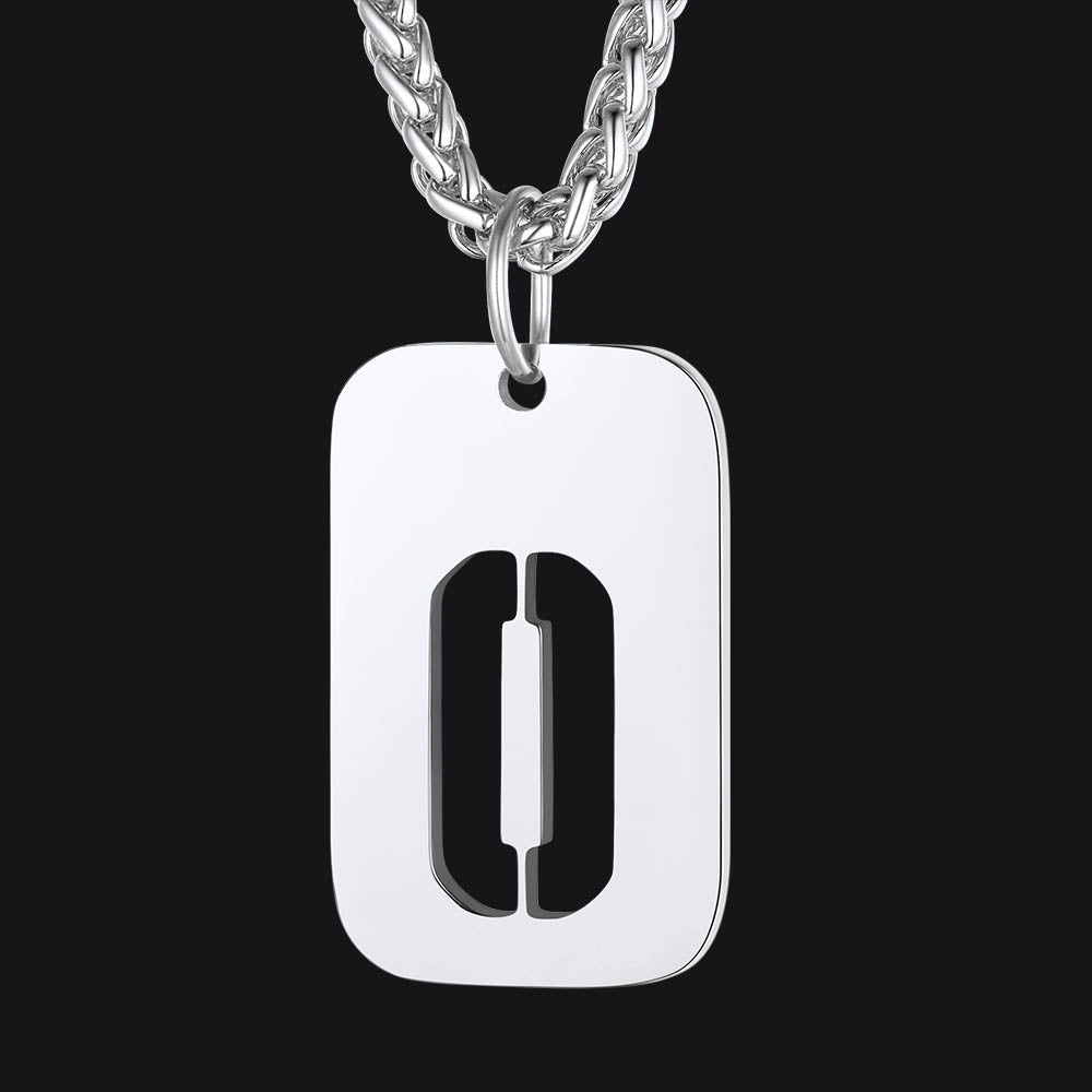 Hollow Personalized Initial Dog Tag Necklace for Men and Women