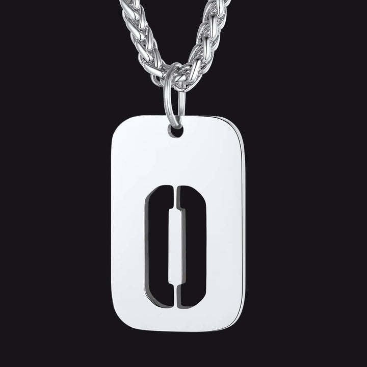 Hollow Personalized Initial Dog Tag Necklace for Men and Women