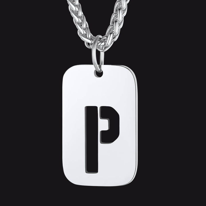 Hollow Personalized Initial Dog Tag Necklace for Men and Women