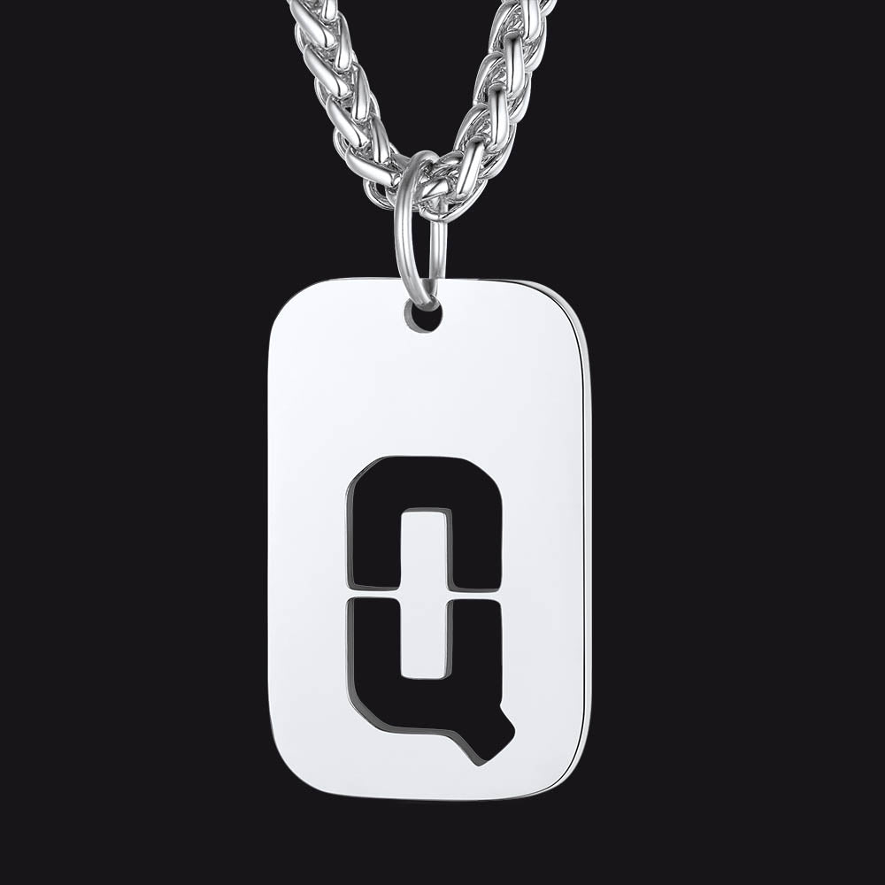 Hollow Personalized Initial Dog Tag Necklace for Men and Women