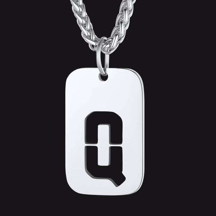 Hollow Personalized Initial Dog Tag Necklace for Men and Women