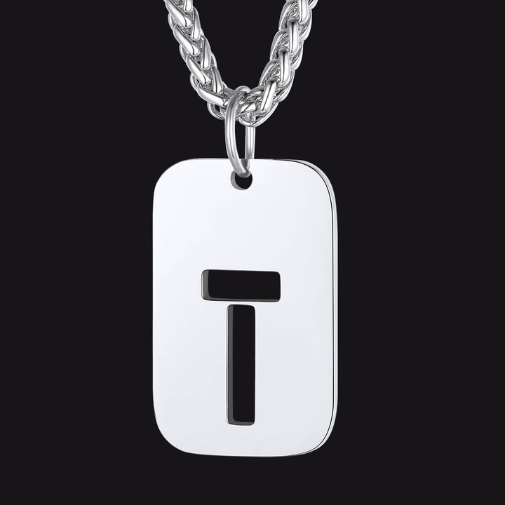 Hollow Personalized Initial Dog Tag Necklace for Men and Women