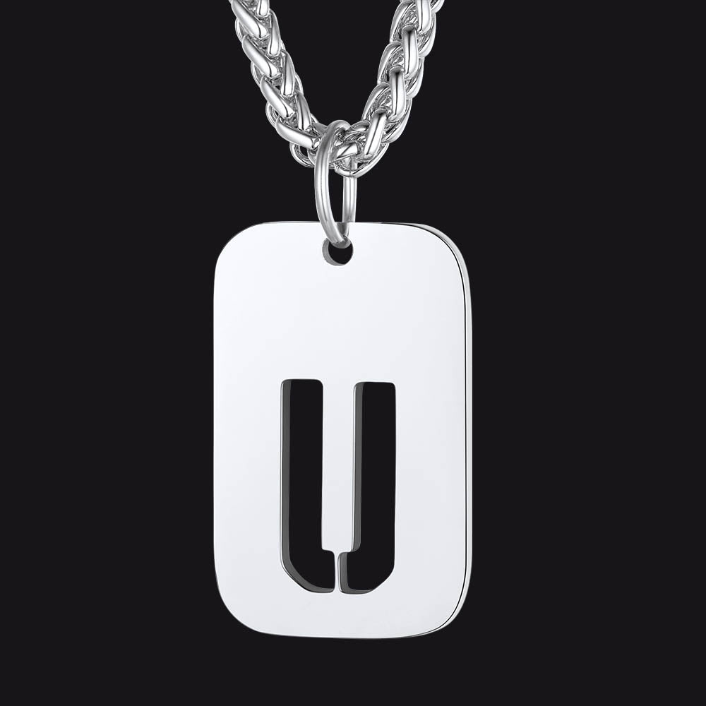 Hollow Personalized Initial Dog Tag Necklace for Men and Women