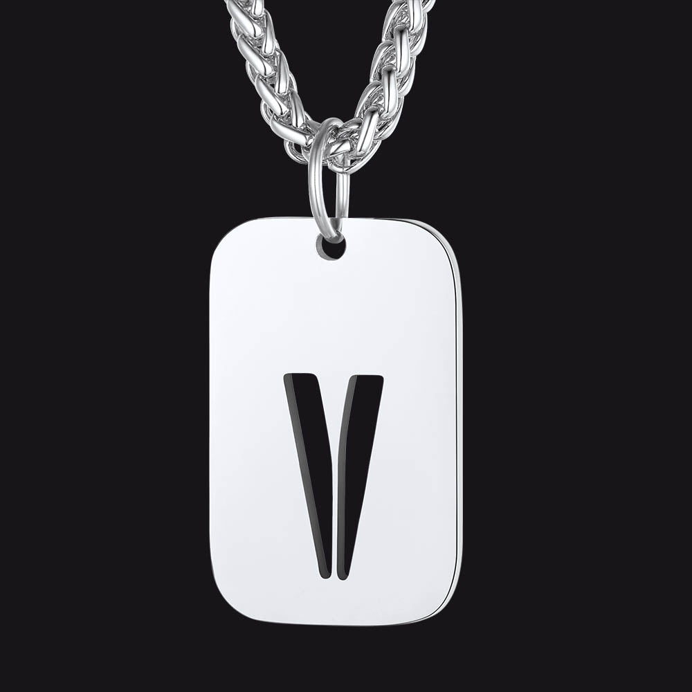 Hollow Personalized Initial Dog Tag Necklace for Men and Women
