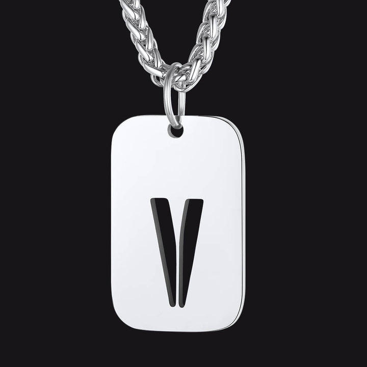 Hollow Personalized Initial Dog Tag Necklace for Men and Women