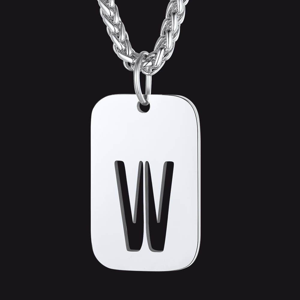 Hollow Personalized Initial Dog Tag Necklace for Men and Women
