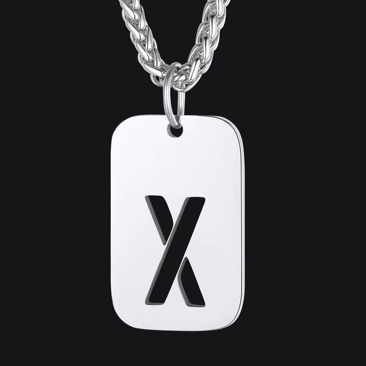 Hollow Personalized Initial Dog Tag Necklace for Men and Women